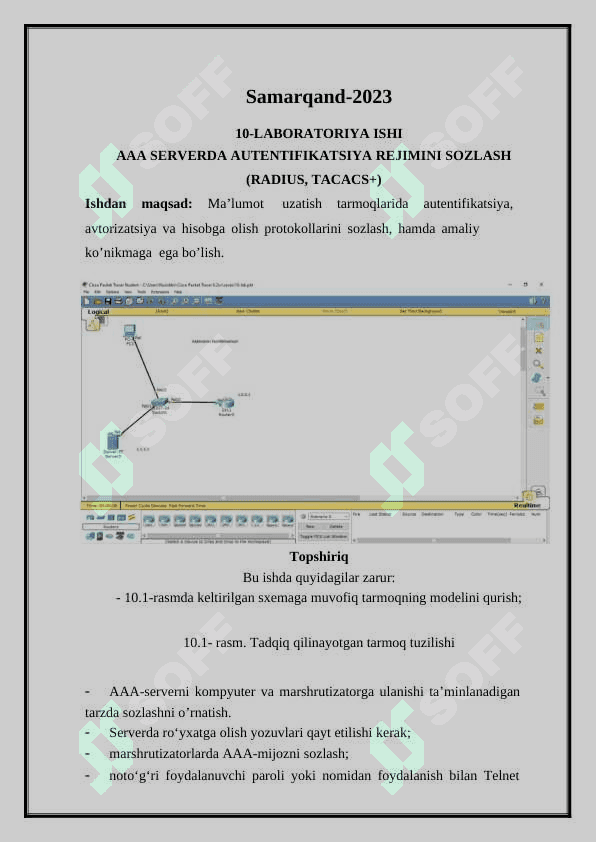 AAA SERVERDA AUTENTIFIKATSIYA REJIMINI SOZLASH    (RADIUS, TACACS+) 2