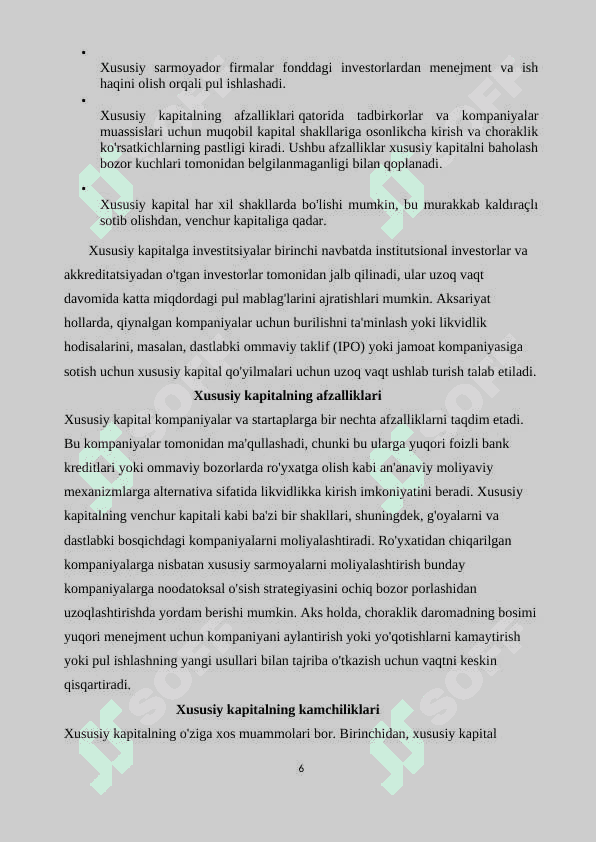 Xususiy kapital tushunchasi. 6