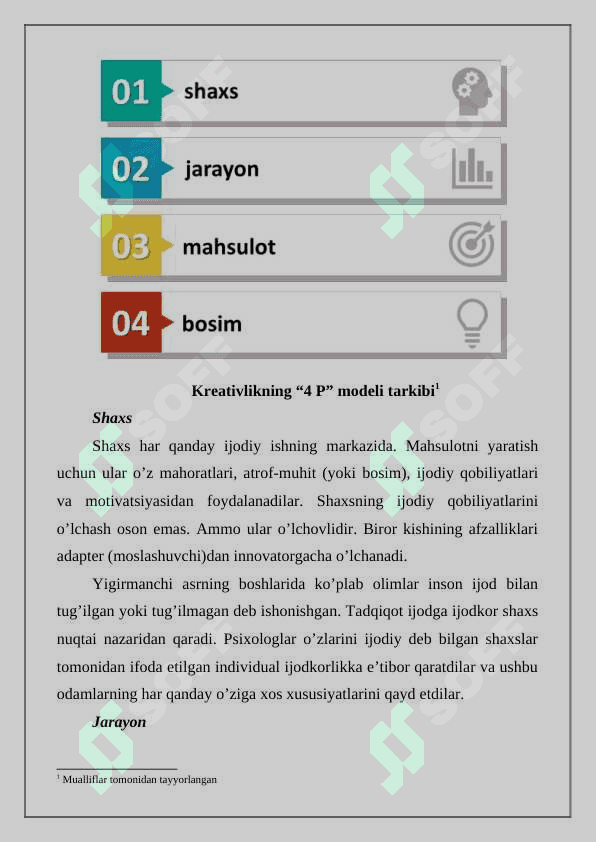 Kreativlikning “4 P” modeli 3