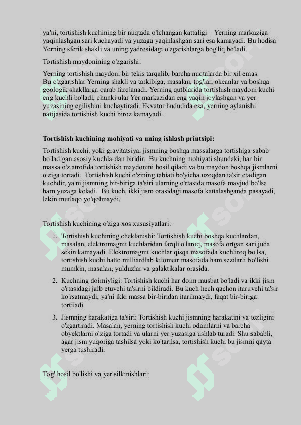 Yerning tortishish maydonida jismlarning harakati 3