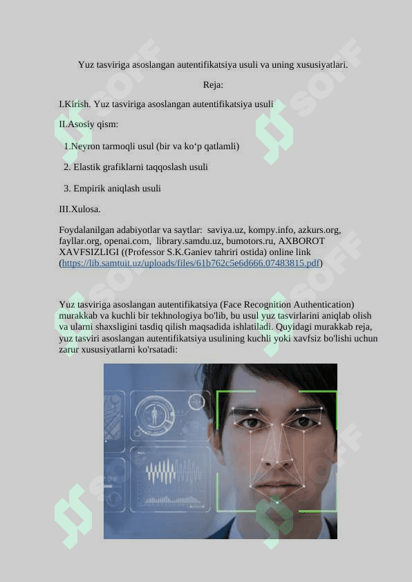 Yuz tasviriga asoslangan autentifikatsiya usuli va uning xususiyatlari 2