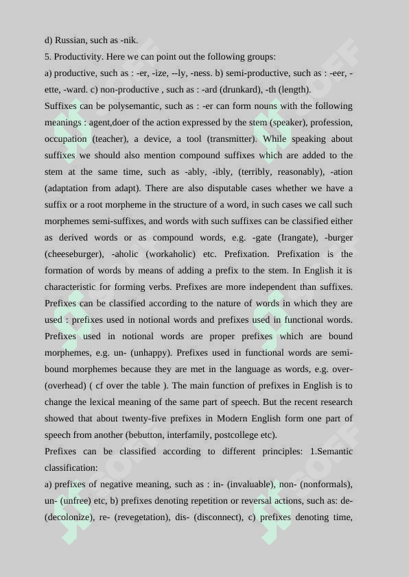 THE DEFINITION OF SUFFIXES 8