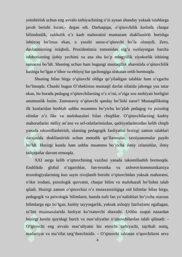 O’qituvchiga qo’yiladigan zamonaviy talablar 4