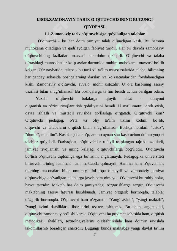 O’qituvchiga qo’yiladigan zamonaviy talablar 7