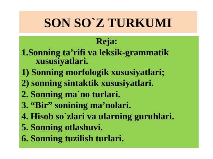 SON SO`Z TURKUMI