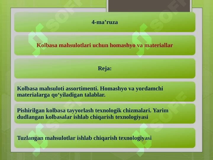 Kolbasa ishlab chiqarish uchun homashyo va materiallar 2