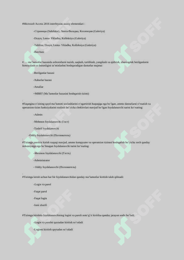 AXBOROT TEXNALOGIYALARI TEST 300  ta javobi bilan 3
