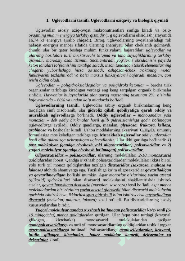 Uglevodlar miqdorini aniqlash usullari mavzusida mustaqil ish 2