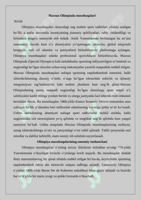 Maxsus Olimpiada musobaqalari 2