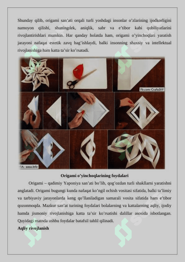 Origami usulida o‘yinchoqlar tayyorlash 8