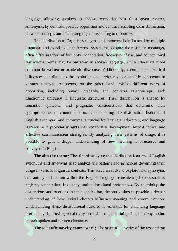 DISTRIBUTION FEATURES OF ENGLISH SYNONYMS AND ANTONYMS 5