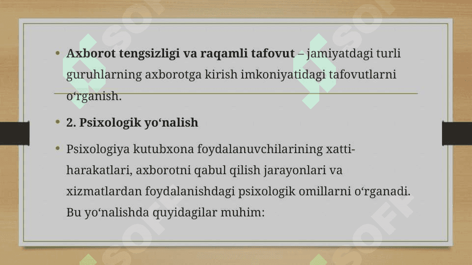 Kutubxona axborot xizmati jarayonini o'rganishning sotsiologik va psixologik yo'nalishlari 4