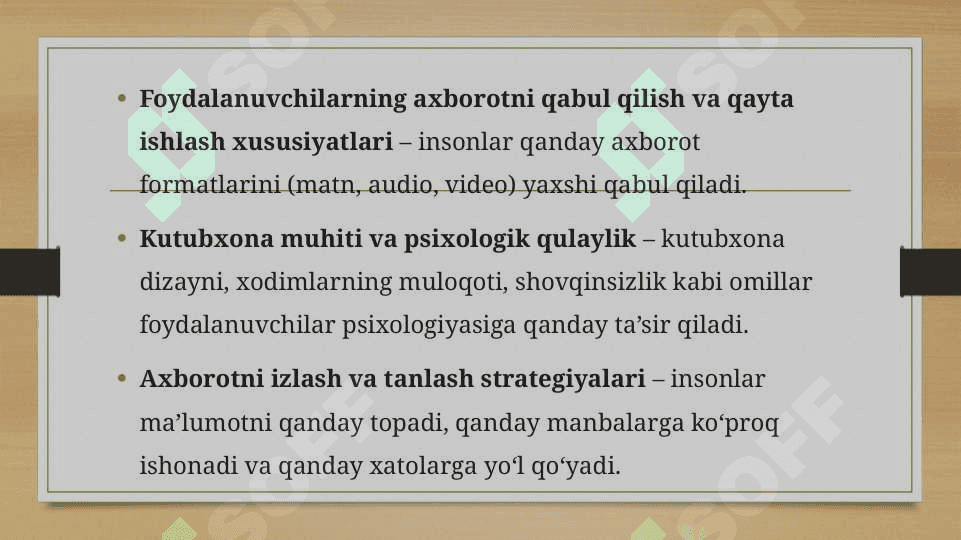 Kutubxona axborot xizmati jarayonini o'rganishning sotsiologik va psixologik yo'nalishlari 5