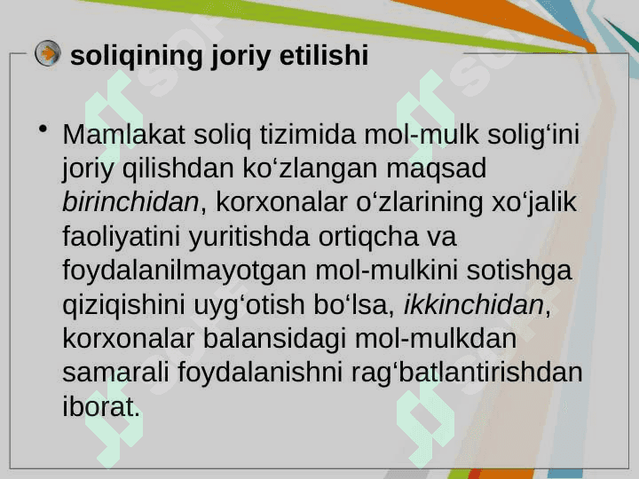 Yuridik va jismoniy shaxslardan olinadigan mol-mulk solig’i 4