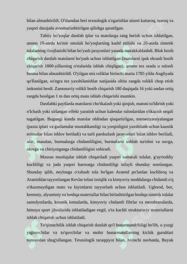 Jahon yengil sanoatining rivojlanishi 8