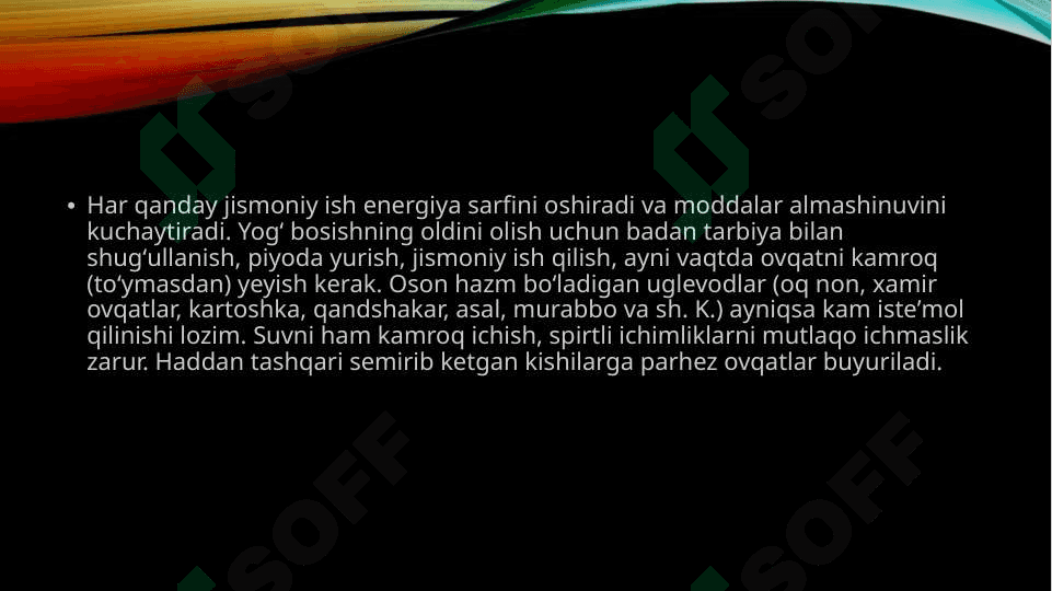 Yog’ bosish, semirish, giperlipidemiya, sfingolipidozlar 4