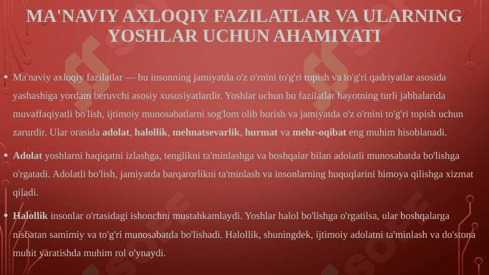Manaviy taraqqiyotini ta’minlashda yoshlarni ma’naviy axloqiy fazilatlarini rivojlantirish masalalari 5