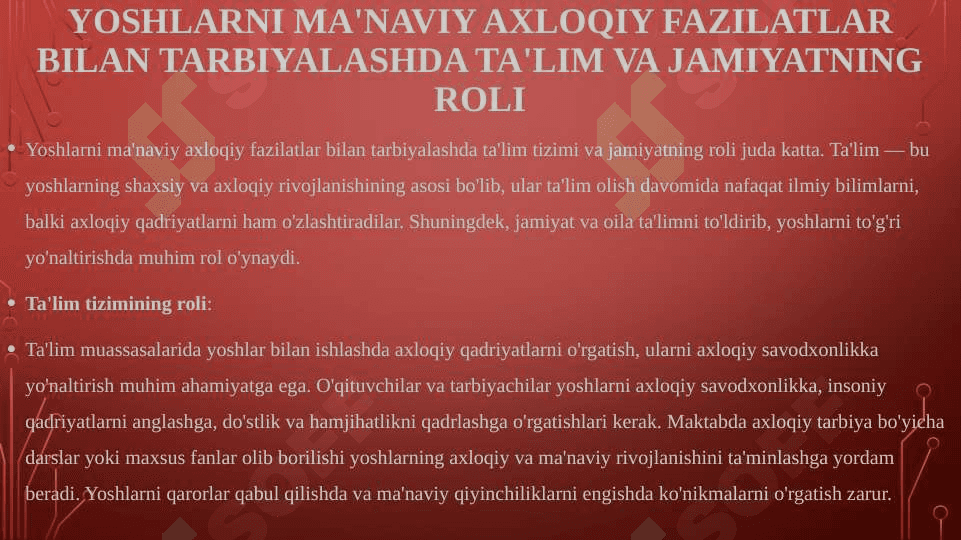 Manaviy taraqqiyotini ta’minlashda yoshlarni ma’naviy axloqiy fazilatlarini rivojlantirish masalalari 7