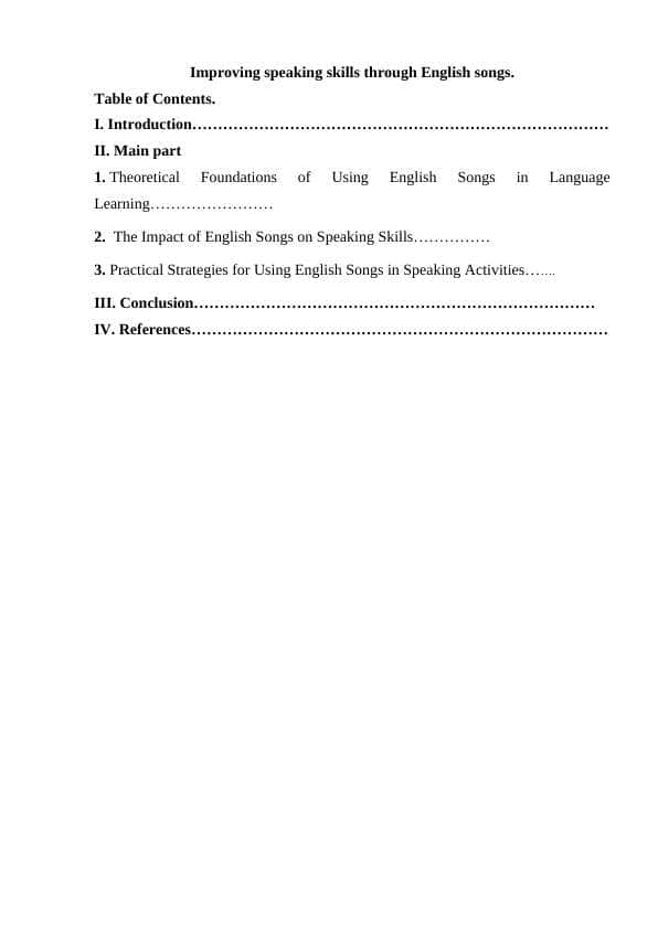 Improving speaking skills through English songs.