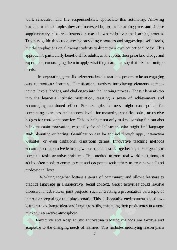 INNOVATIVE METHODS IN TEACHING ENGLISH TO ADULTS 7