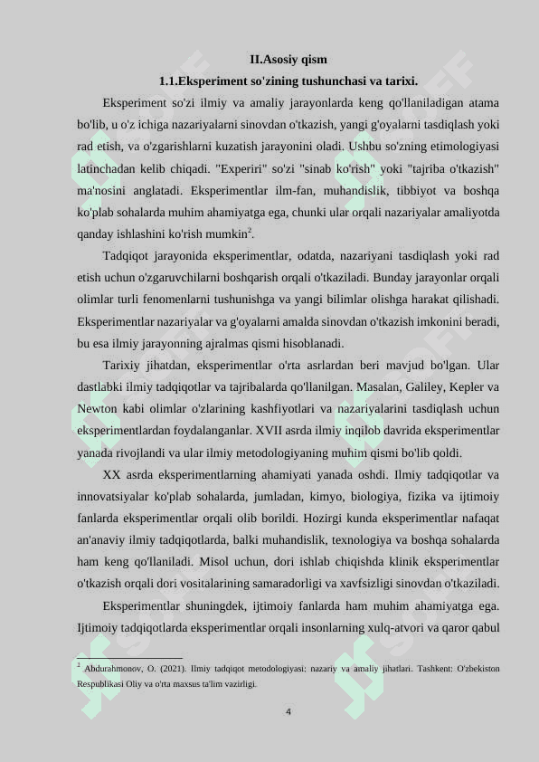 Eksperiment ilmiy tadqiqot metodi. 4