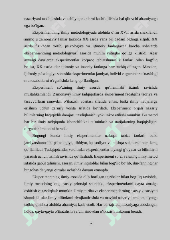 Eksperiment ilmiy tadqiqot metodi. 7