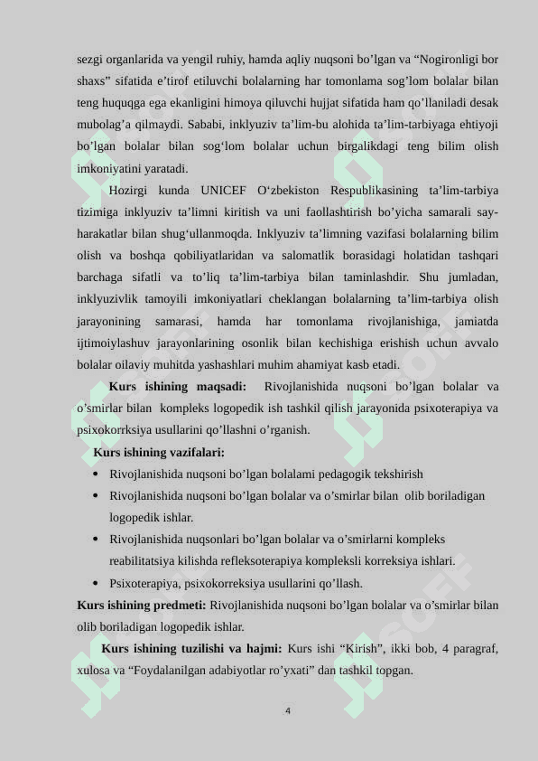 Rivojlanishida nuqsoni bo’lgan bolalar va o’smirlar bilan  kompleks logopedik ish tashkil qilish jarayonida psixoterapiya va psixokorrksiya usullarini qo’llash 4