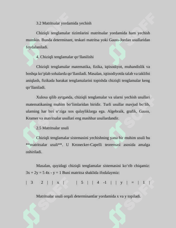Chiziqli tenglamalarni yechish usullari 3
