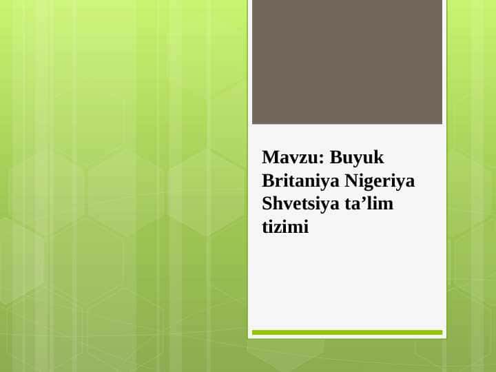 Buyuk Britaniya Nigeriya Shvetsiya taʼlim tizimi