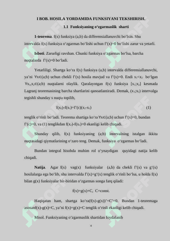 Funksiyani  to‘la tekshirish 4