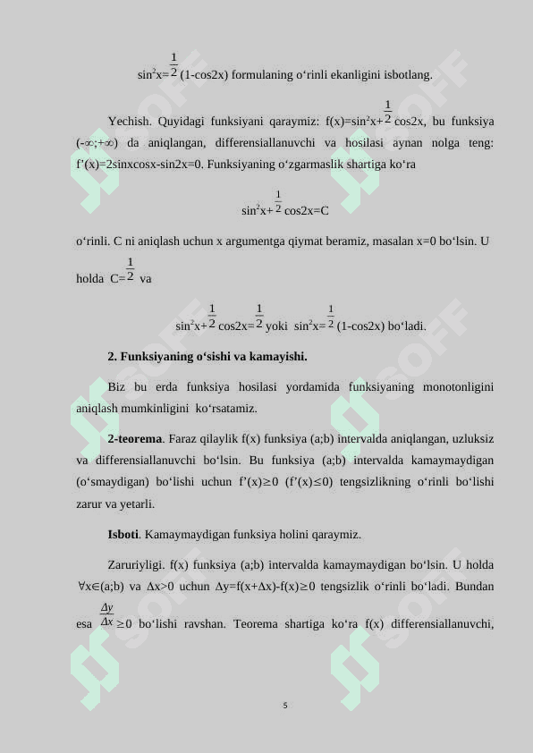 Funksiyani  to‘la tekshirish 5
