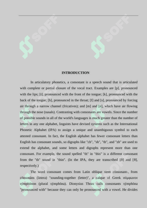 Consonants in the language being studied 2