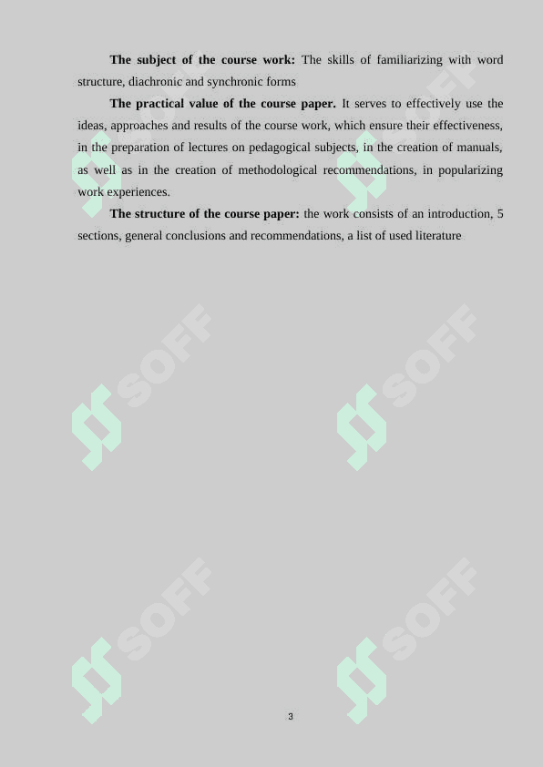 WORD STRUCTURE, DIACHRONIC AND SYNCHRONIC VIEWS 3