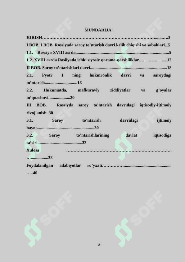 ROSSIYA SAROY TO’NTARISHI DAVRIDA 2