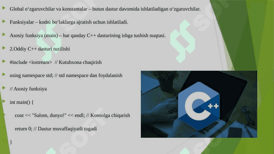 C++ DASTURLASH TILINING TUZILISHI VA SHAKLI C++ DA KOMPILYATORLAR 4