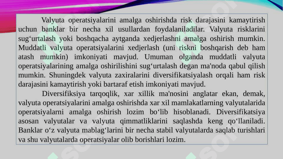 VALYUTA RISKLARI VA ULARNI BAHOLASH 6