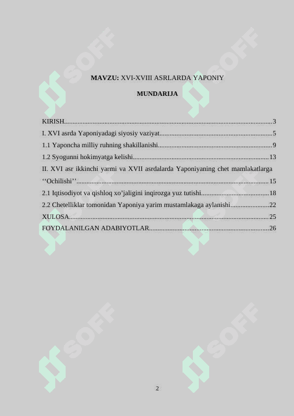 XVI-XVIII ASRLARDA YAPONIYA 2