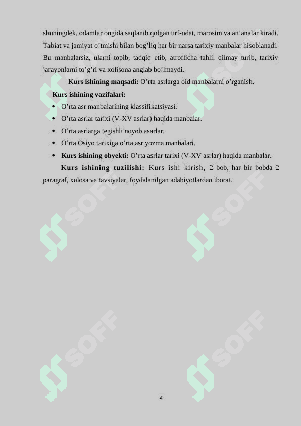 O’RTA ASRLARGA OID MANBALAR. 4