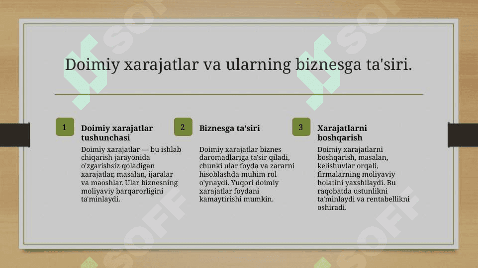 Doimiy va oʻzgaruvchan xarajatlarDoimiy va oʻzgaruvchan xarajatlar 3