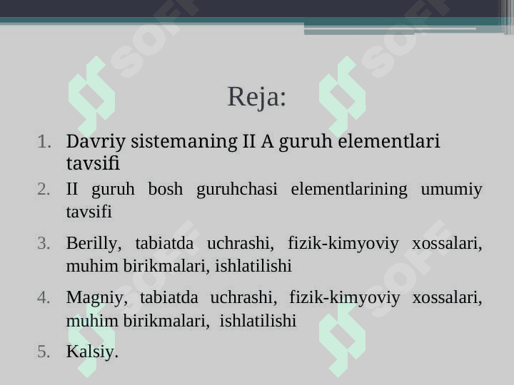 Davriy sistemaning II A guruh elementlari 2