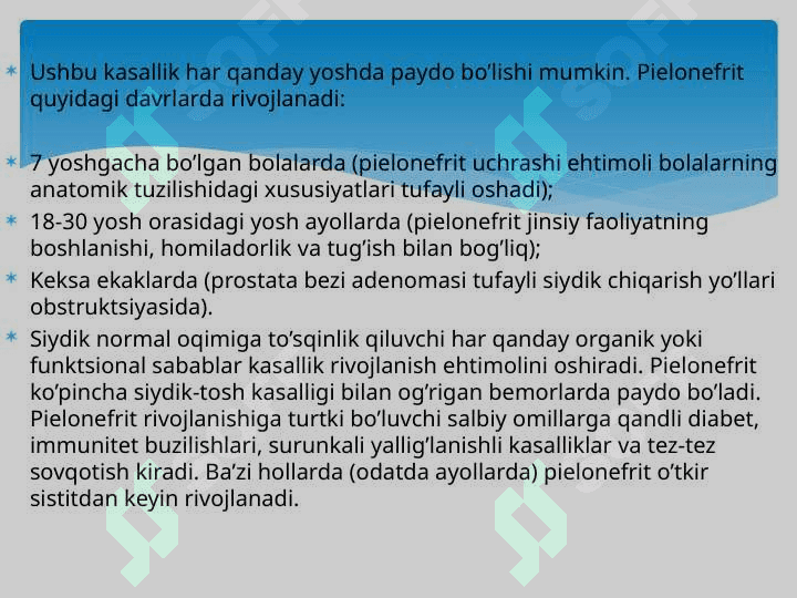 o'tkir va surunkali piyelonefrit 3