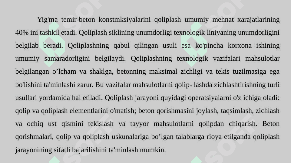 Beton mahsulotlarni qoliplash usullarining klassifikatsiyasi 2