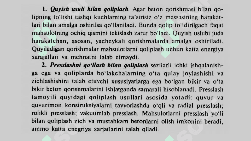 Beton mahsulotlarni qoliplash usullarining klassifikatsiyasi 4