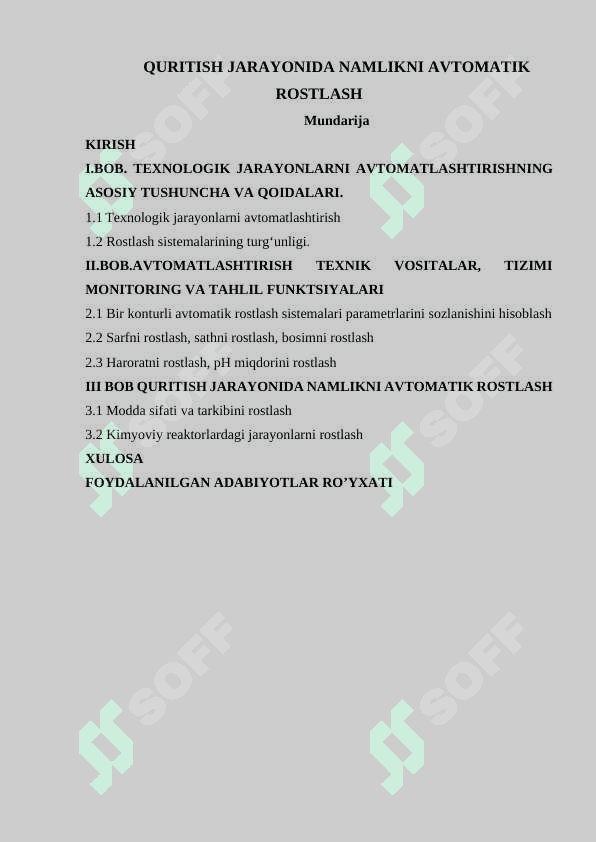 Quritish jarayonida namlikni avtomatik rostlash 2
