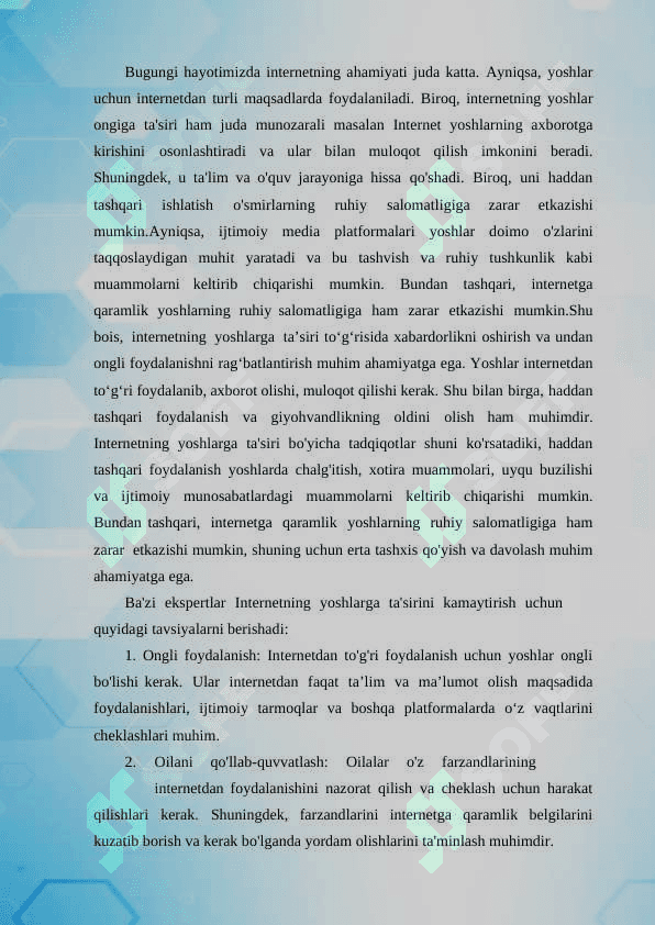 INTERNET HAQIDA 8