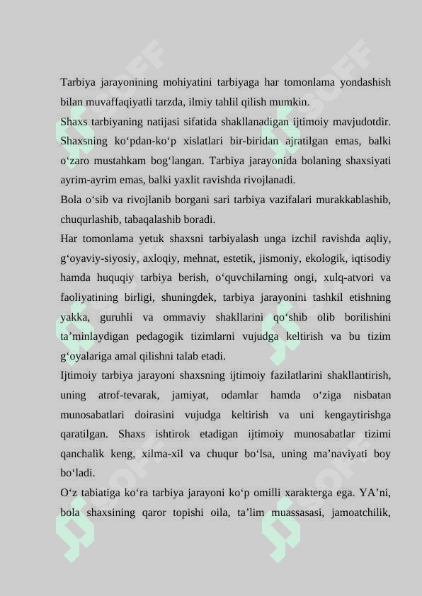 Pedagogik jarayonda tarbiyaning mazmuni 6