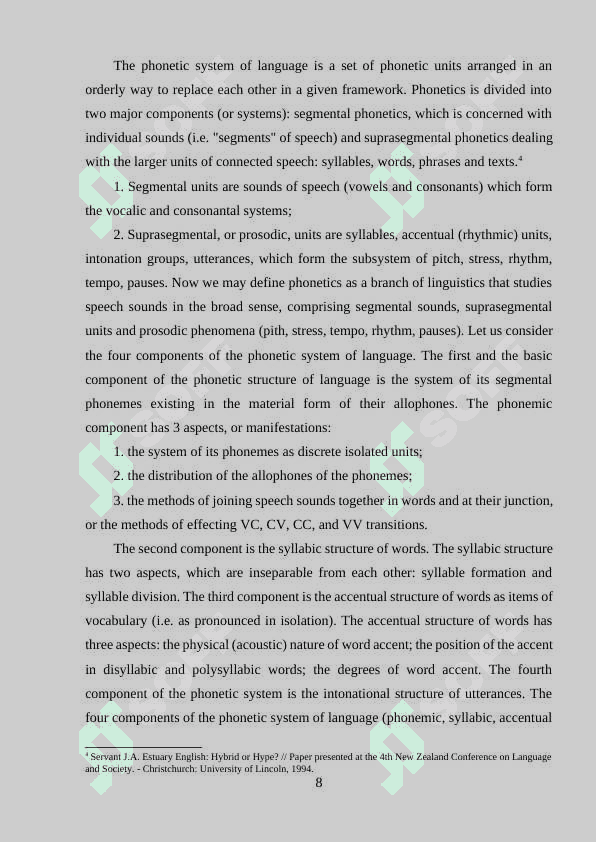 Specific phonetic features in the studied language variants 8