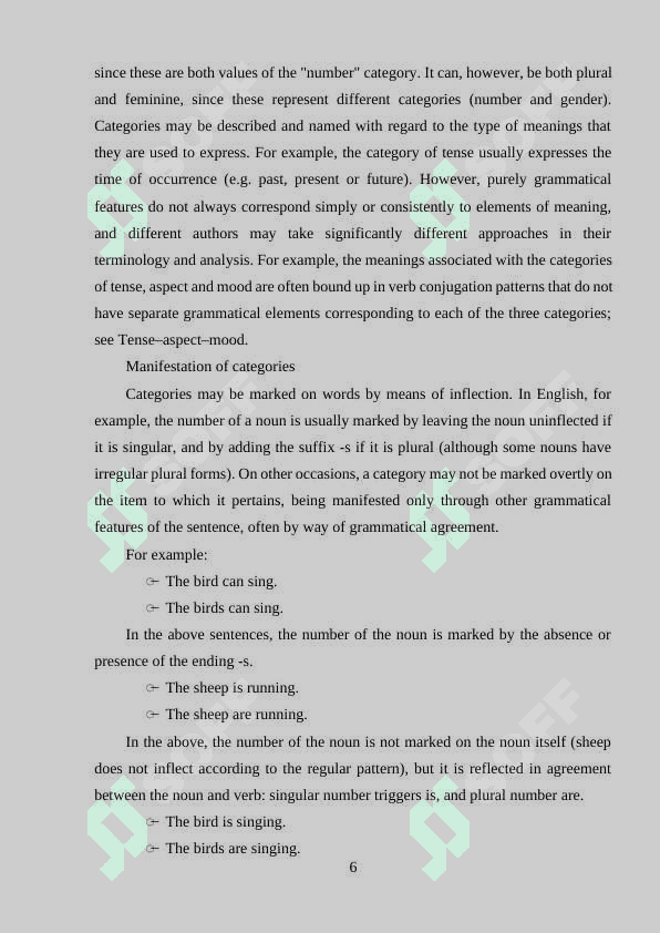 Grammatical categories, grammatical form and grammatical meaning. 6
