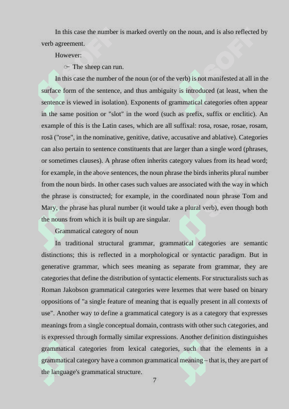 Grammatical categories, grammatical form and grammatical meaning. 7