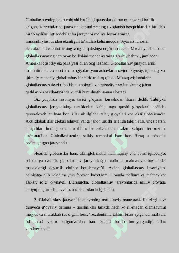 Globallashuv tarafdorlari va unga qarshilar 2